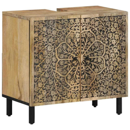 2 Piece Bathroom Furniture Set Solid Wood Mango - luxuryhomedecoridea.com