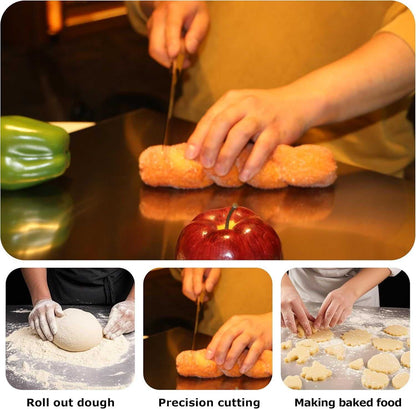 Stainless Steel Cutting Board with Lip for Kitchen Chopping Boards for Countertop Large Metal Cutting Board over Sink Suitable for Meat Fruits Vegetables Bread Noodle and Pizza Bamboo Knives - luxuryhomedecoridea.com