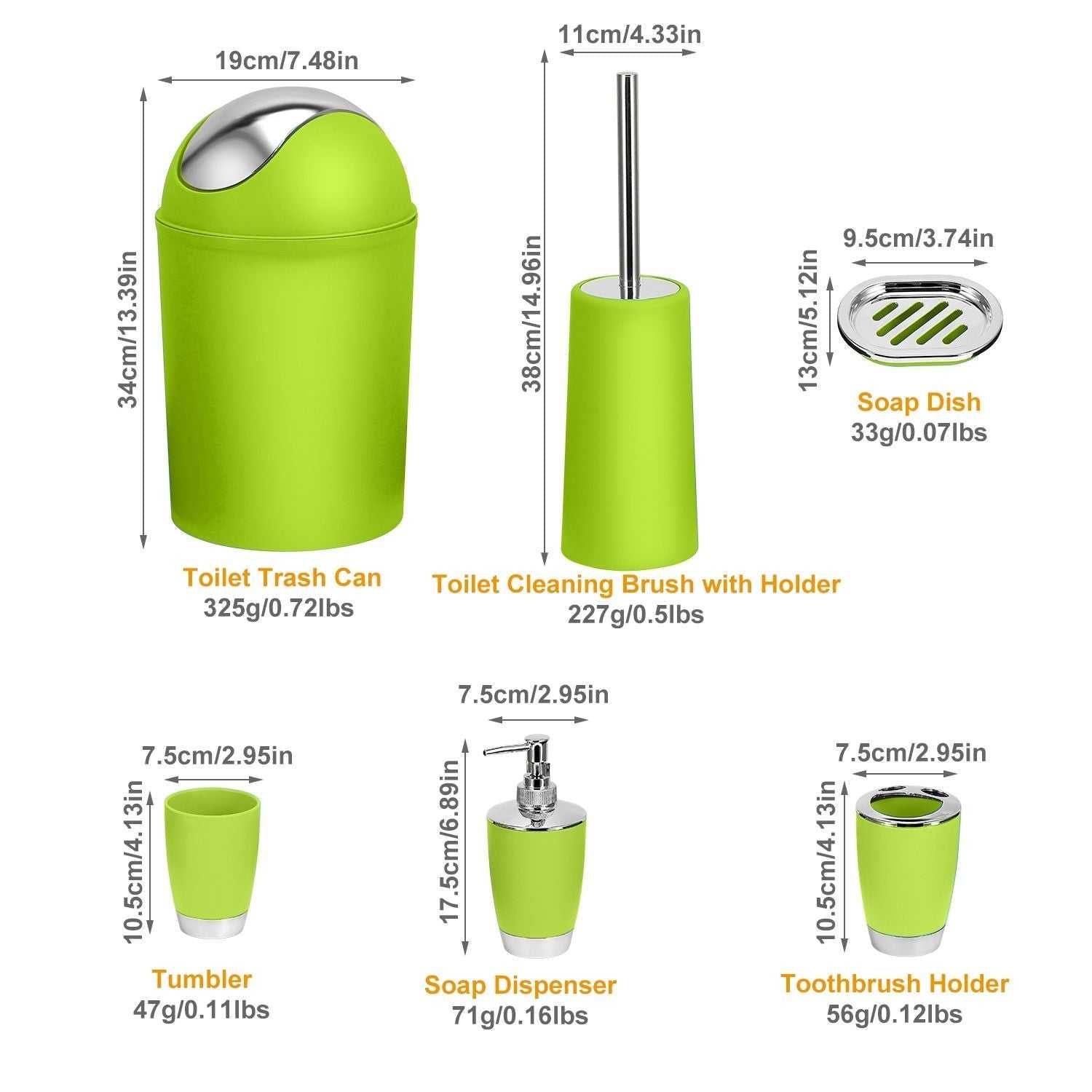 Bathroom Accessories Set 6 Pcs Bathroom Set Ensemble Complete Soap Dispenser Toothbrush Holder - luxuryhomedecoridea.com