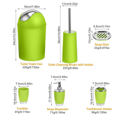 Bathroom Accessories Set 6 Pcs Bathroom Set Ensemble Complete Soap Dispenser Toothbrush Holder - luxuryhomedecoridea.com