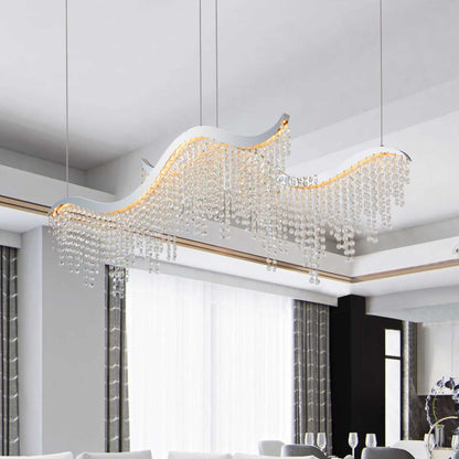 36-inch Modern Wave LED Crystal Chandelier - Adjustable Color Temperature 3000K/4000K/6000K - Adjustable Height - Elegant Chandelier for Living Room and Luxurious Space - luxuryhomedecoridea.com