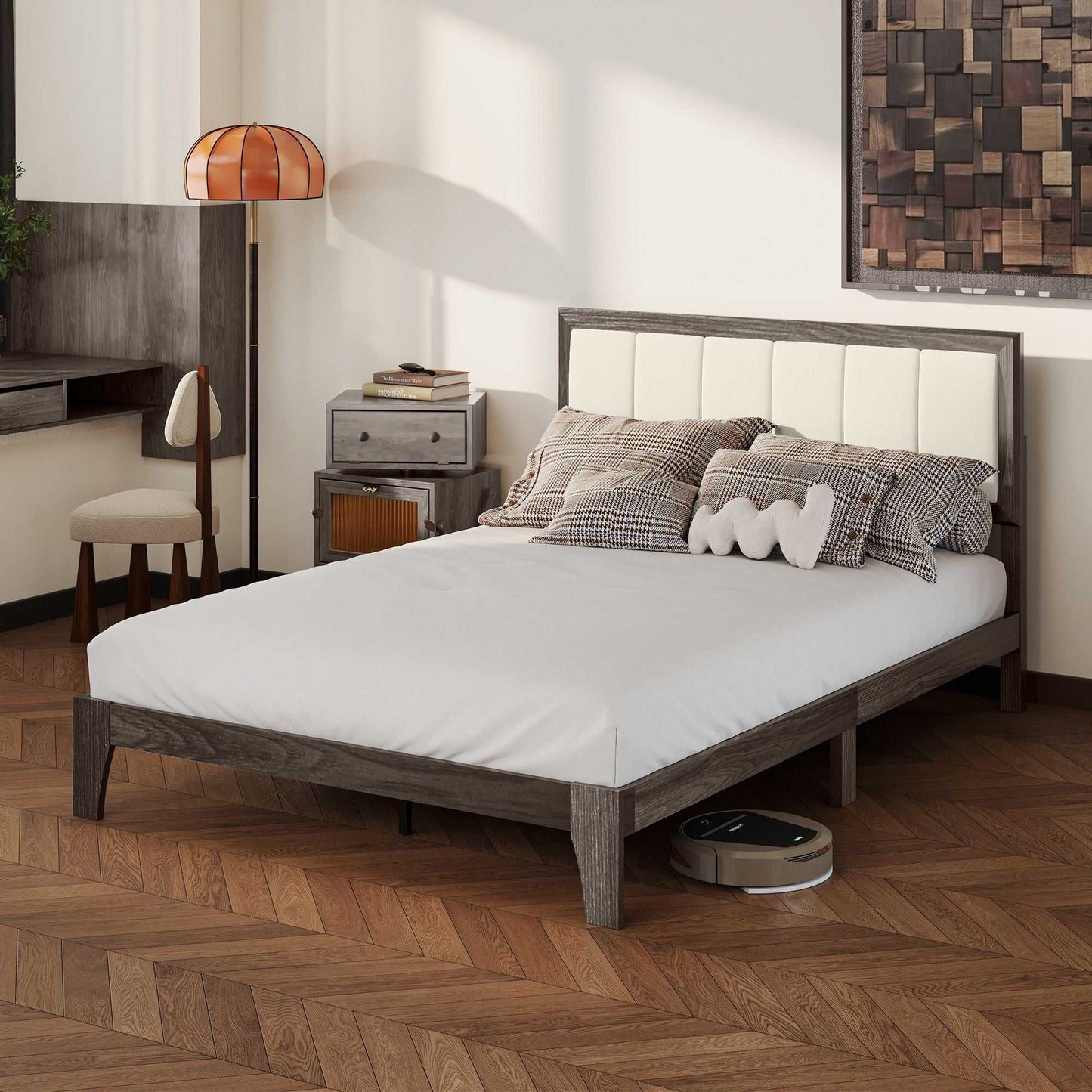 Full Bed Frame with Headboard Full Size Platform Bed Frame with Wooden Slats No Box Spring Needed Easy Assembly Walnut - luxuryhomedecoridea.com