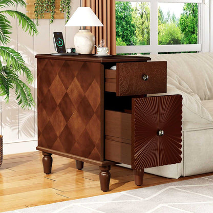 2 Drawer Modern Sofa Side Table, Narrow Side Table, Slim Nightstand for Living Room, Bedroom(Expect Arrival Date 2025/4/16) - luxuryhomedecoridea.com