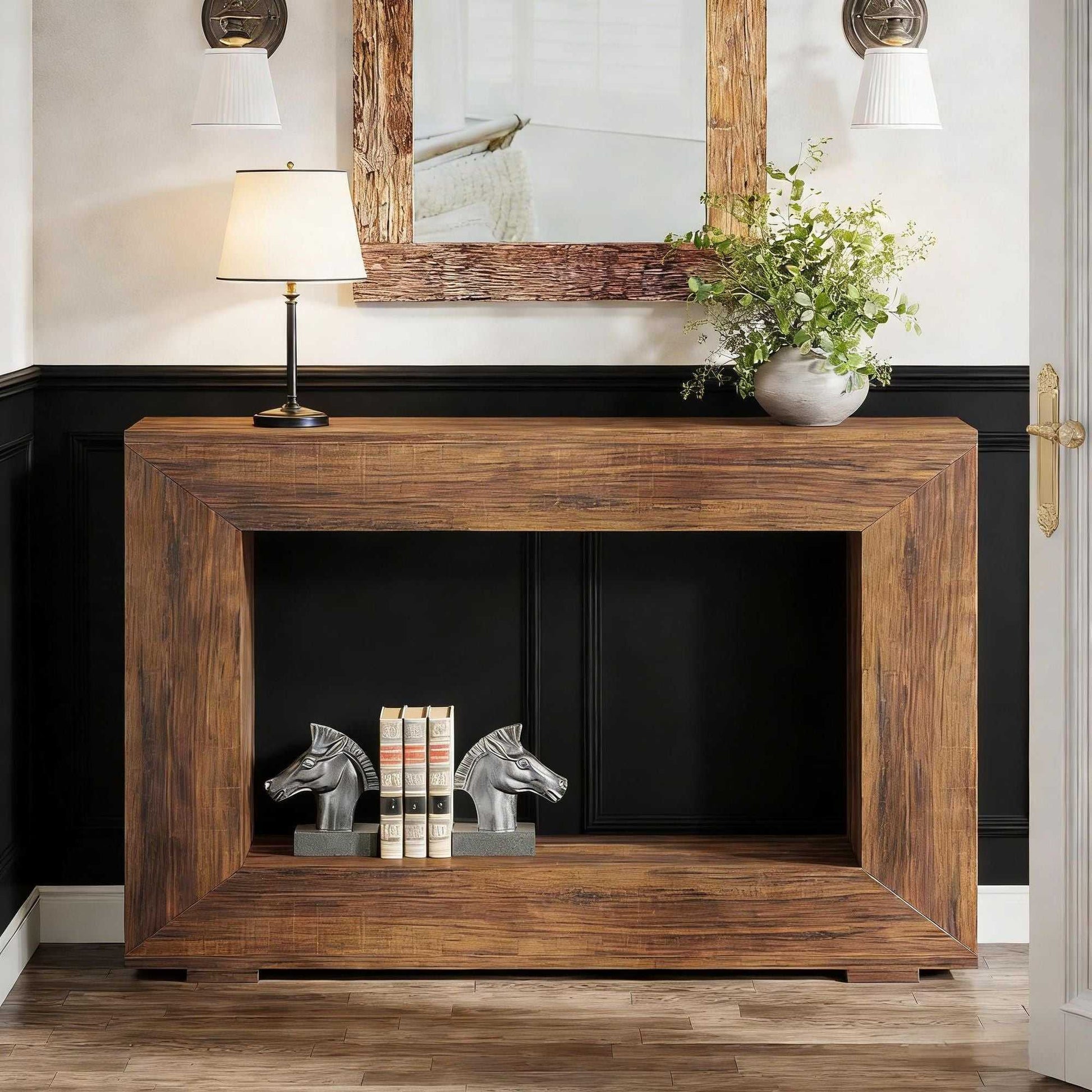 Farmhouse Console Table, Rustic Wood Entryway Sofa Table with Storage - luxuryhomedecoridea.com