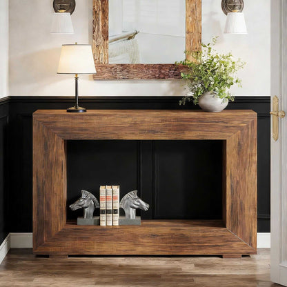 Farmhouse Console Table, Rustic Wood Entryway Sofa Table with Storage - luxuryhomedecoridea.com
