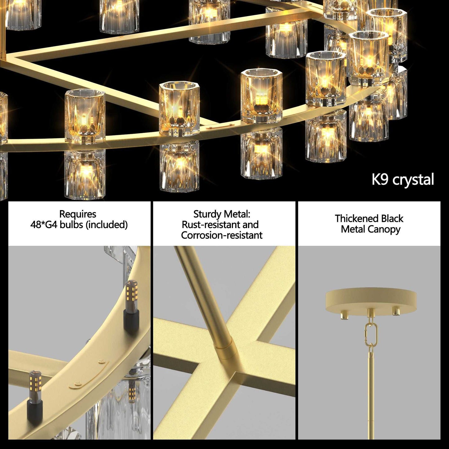 48 Inch Gold Wagon Wheel Chandelier with Crystal Shade, 48 Lights, Modern Farmhouse Style, Ideal for Dining Room, Kitchen, Entryways - luxuryhomedecoridea.com