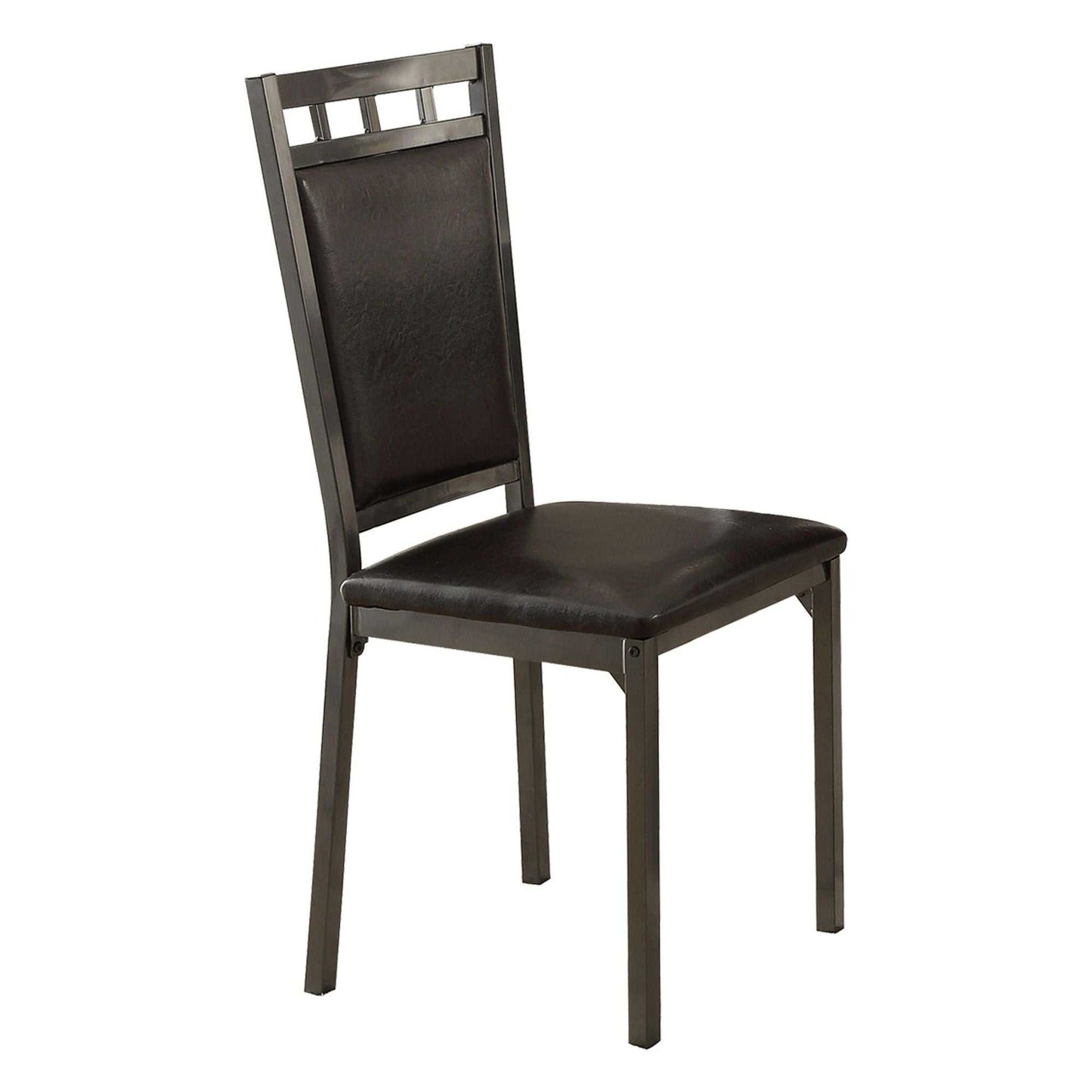 Black Finish 5pc Dinette Set Faux Marble Top Table and 4x Side Chairs Faux Leather Upholstered Metal Frame Casual Dining Room Furniture - luxuryhomedecoridea.com