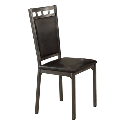 Black Finish 5pc Dinette Set Faux Marble Top Table and 4x Side Chairs Faux Leather Upholstered Metal Frame Casual Dining Room Furniture - luxuryhomedecoridea.com