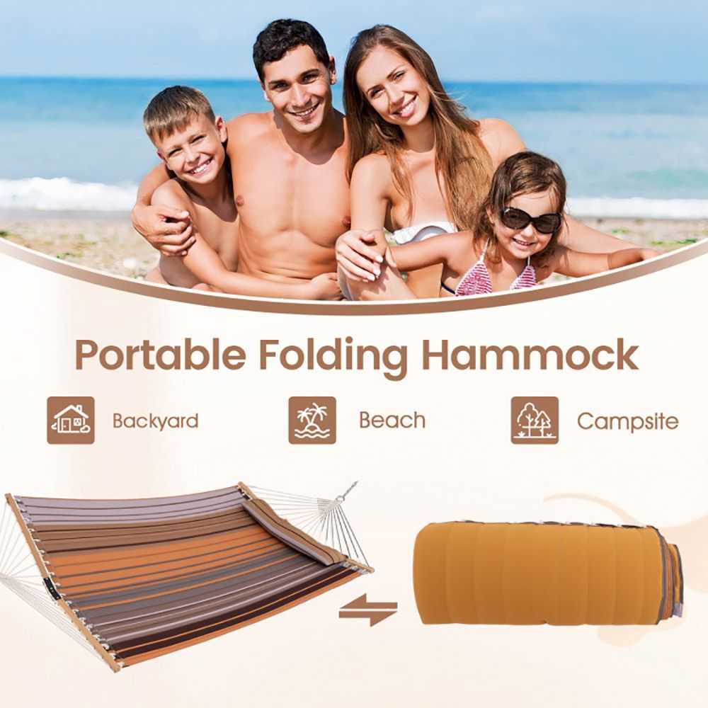 Patio Hammock Foldable Swing Chair Bed with Detachable Pillow - luxuryhomedecoridea.com