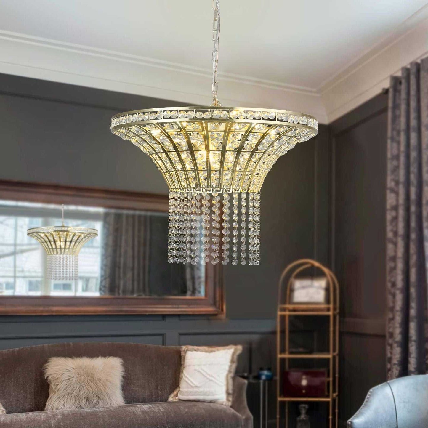 (Same as W1340120181/L5021) 8-Light 23.6" Wide Crystal Waterfall Chandelier (Bulb Not Included) - luxuryhomedecoridea.com