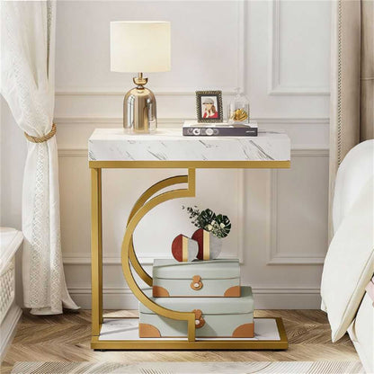 Narrow C-table, modern coffee table, bedside table with metal frame - luxuryhomedecoridea.com