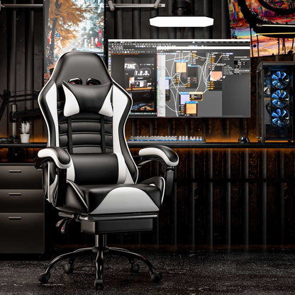 Ergonomic Gaming Chair for Adults, Comfortable Computer Chair for Heavy People, Adjustable Height Office Desk Chair with Wheels, Breathable Leather Video Game Chairs - luxuryhomedecoridea.com
