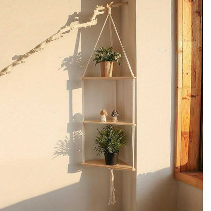 1pc,Boho Triangle Shelves Wall Decor - Plant Hanger, Candle Holder, and Home Decor for Living Room and Bedroom - luxuryhomedecoridea.com