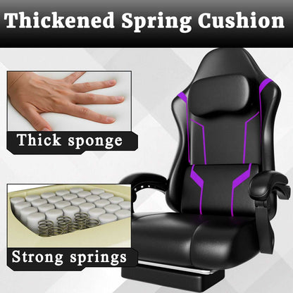 Ergonomic Gaming Chair, Electronic Gaming Chair With Pocket Spring Pad And Footrest, Height Adjustable Computer Chair - luxuryhomedecoridea.com
