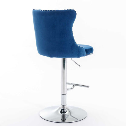 Swivel Velvet Barstools Adjusatble Seat Height from 25-33 Inch, Chrome base Bar Stools with Backs Comfortable Tufted for Home Pub and Kitchen Island,Set of 2,AS1712BL,Blue - luxuryhomedecoridea.com