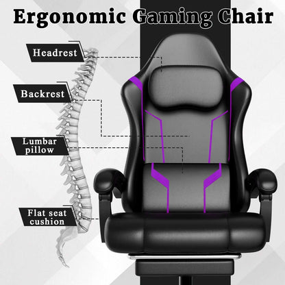 Ergonomic Gaming Chair, Electronic Gaming Chair With Pocket Spring Pad And Footrest, Height Adjustable Computer Chair - luxuryhomedecoridea.com