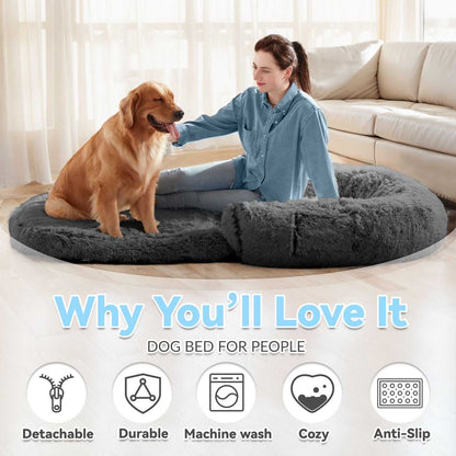 Human Dog Bed, 71"x43"x12" Dog Beds for Large Dogs, Foldable Plush Washable Dog Bed for People Doze Off, Orthopedic Dog Beds for Humans Size Fits You and Pets - luxuryhomedecoridea.com