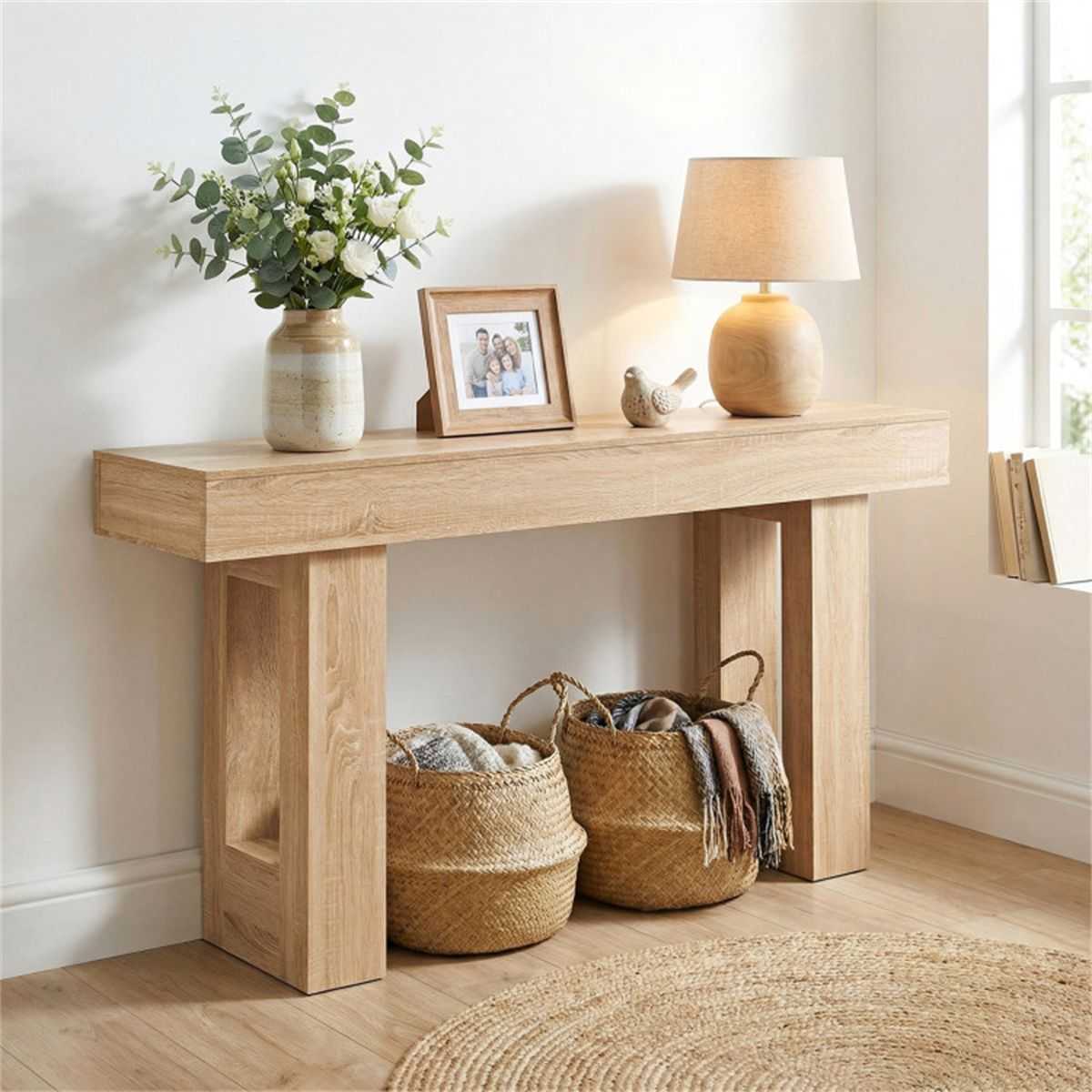63" Farmhouse Console Table, Narrow Entryway Table with Spacious Bottom Storage - luxuryhomedecoridea.com