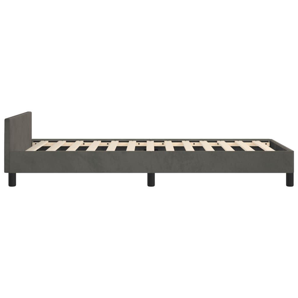 Bed Frame With Headboard Dark Grey Velvet, Plywood, Engineered Wood - luxuryhomedecoridea.com