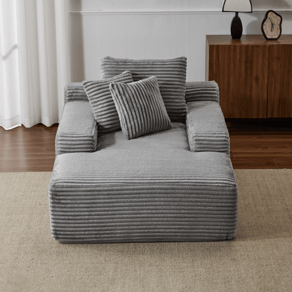 Double Chaise Lounge Chair Indoor,Oversized Upholstered Sleeper Cloud Couch,Deep Seat Luxury Sofa Bed,Sectional Sofa Chaise Love-seat,Corduroy Reading Chair for Living Room,No Assembly Required - luxuryhomedecoridea.com