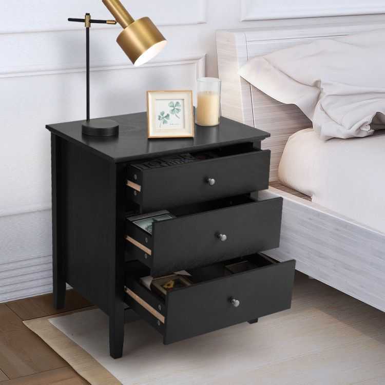 Nightstand Beside End Side Table Organizer with 3 Drawers - luxuryhomedecoridea.com