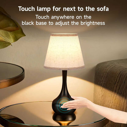 3-Way Dimmable Set of 2 Small Bedside Lamps for Night Stands, Black Desk Lamps for Kids Room,Office,Living Room, End Table(LED Bulbs Included) - luxuryhomedecoridea.com