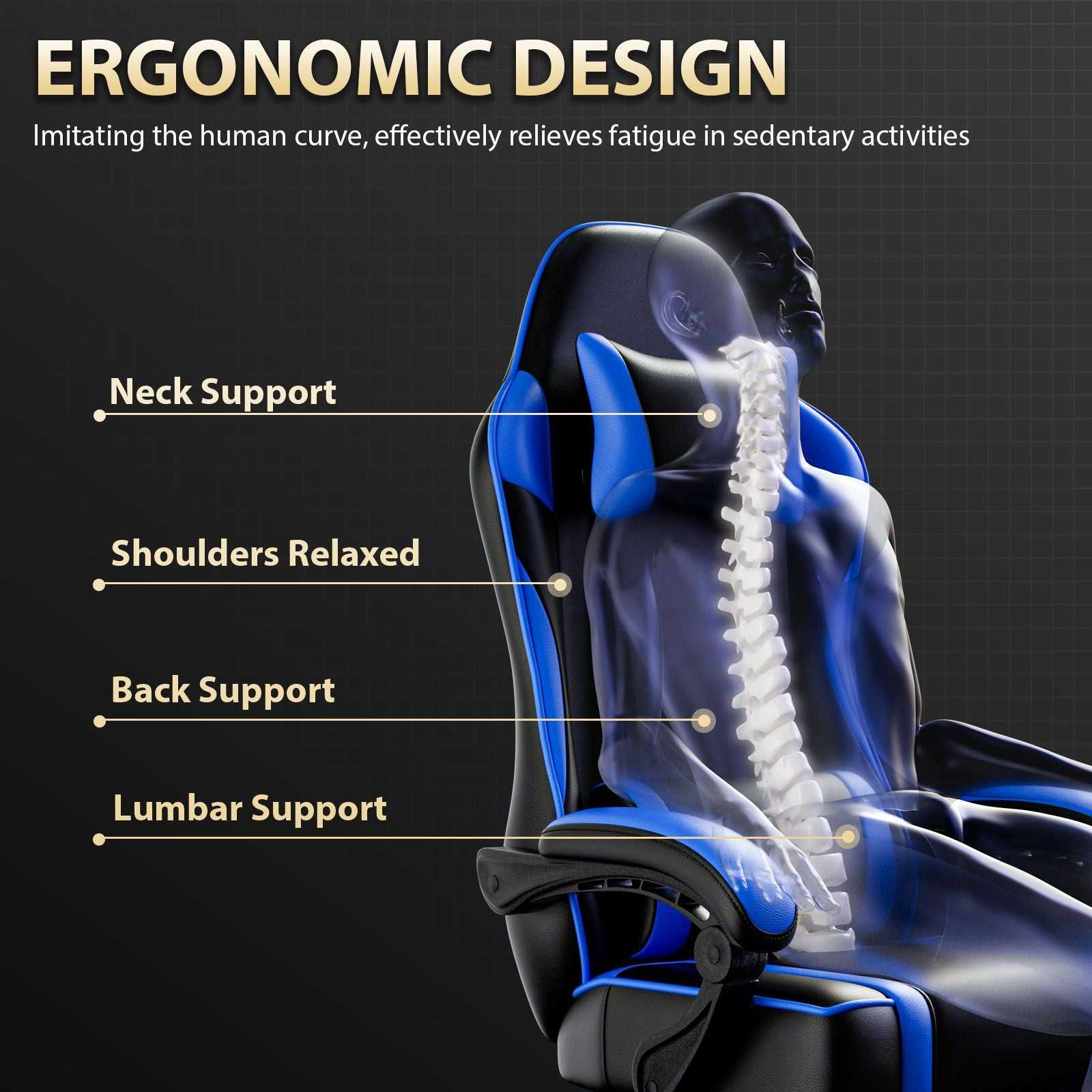 Video Game Chairs for Adults, PU Leather Gaming Chair with Footrest, 360°Swivel Adjustable Lumbar Pillow Gamer Chair, Comfortable Computer Chair for Heavy People - luxuryhomedecoridea.com