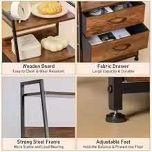 Rustic Brown Nightstand with 5 Drawers and 2 Tier Display Shelf Bedside Table Storage Cabinet for Bedroom Dresser Nursery Hallway Entryway Closet End Table Organizer - luxuryhomedecoridea.com