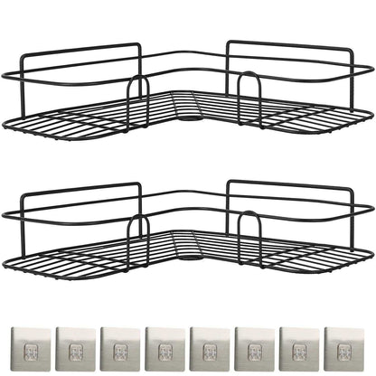 2Pcs Corner Shower Caddy Shelves Wall Mounted Basket Rack Bathroom Shampoo Holder Storage Organizer - luxuryhomedecoridea.com