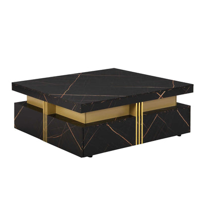 Modern Black Square Storage Coffee Table With 4 Drawers - luxuryhomedecoridea.com