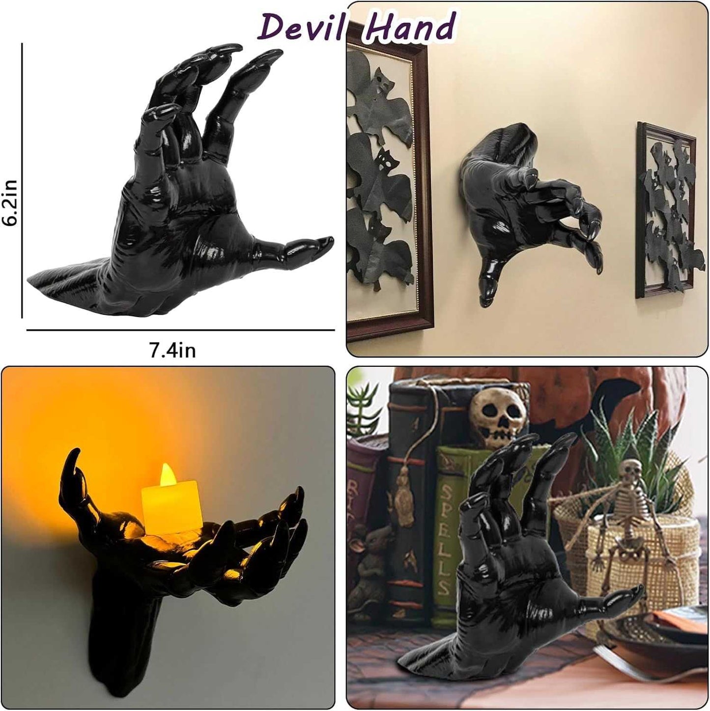 Halloween Decorations, Pack of 3 Wall Mounted Creepy Reaching Hands with Lighted Candles, Life-Sized Horror Hands for Gothic Wall Decorations, Scary Halloween Decorations Indoor - luxuryhomedecoridea.com