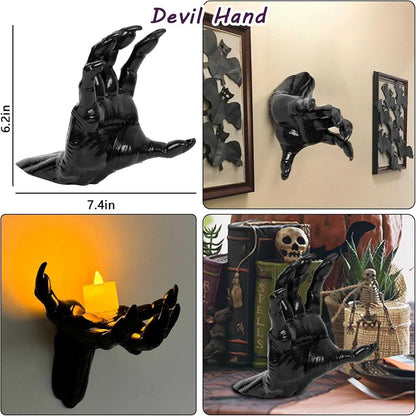Halloween Decorations, Pack of 3 Wall Mounted Creepy Reaching Hands with Lighted Candles, Life-Sized Horror Hands for Gothic Wall Decorations, Scary Halloween Decorations Indoor - luxuryhomedecoridea.com