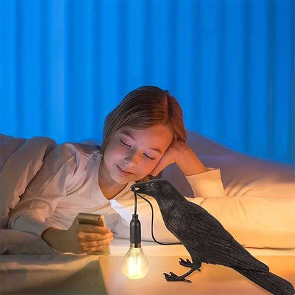 Raven Table Lamp Birds Desk Lamp Resin Crow Wall Sconce Creative Night Light Modern Art Fixture For Living Room Bedside Bedroom Office Study Dorm Decor With US Plug, Black /White(Bulb Included) - luxuryhomedecoridea.com