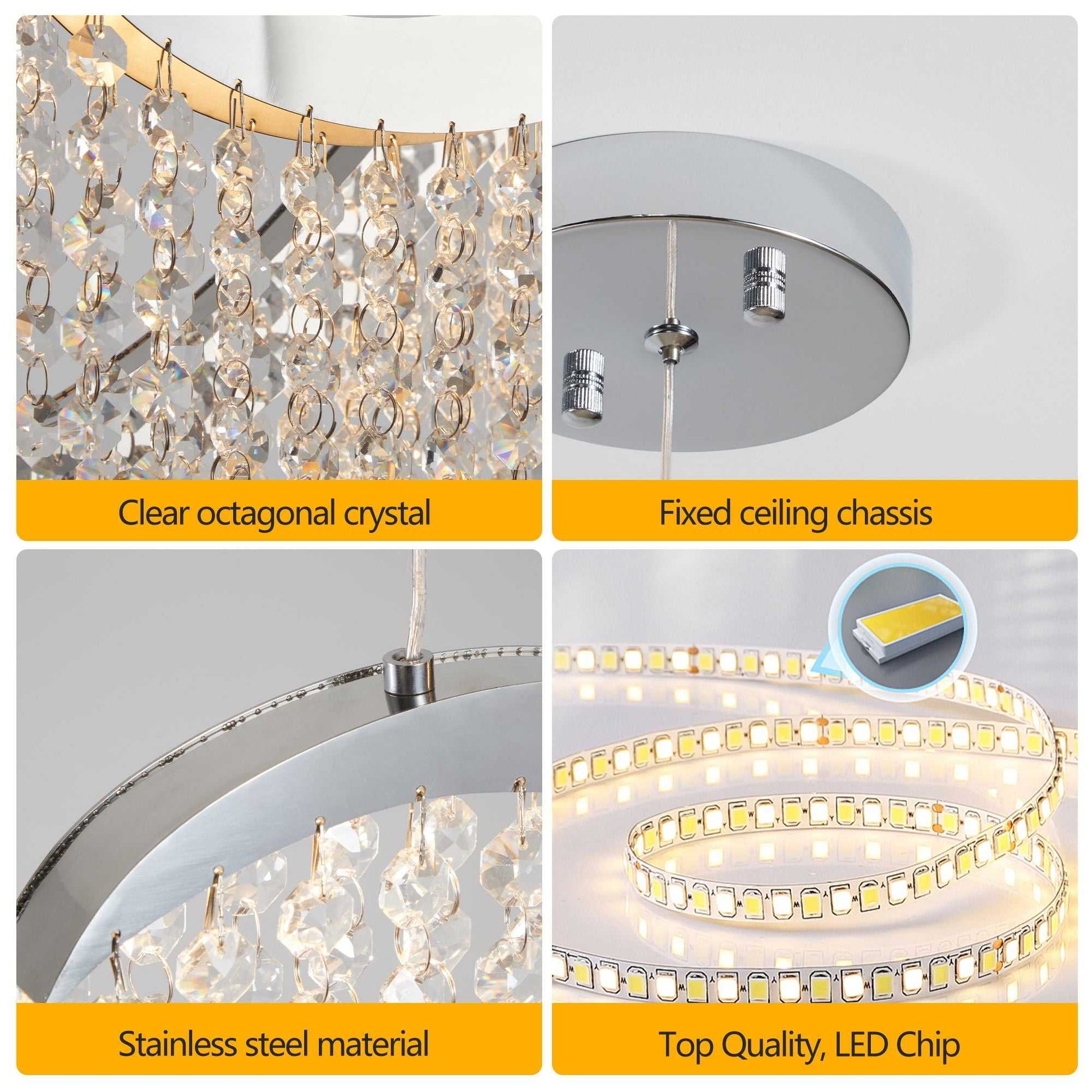 36-inch Modern Wave LED Crystal Chandelier - Adjustable Color Temperature 3000K/4000K/6000K - Adjustable Height - Elegant Chandelier for Living Room and Luxurious Space - luxuryhomedecoridea.com