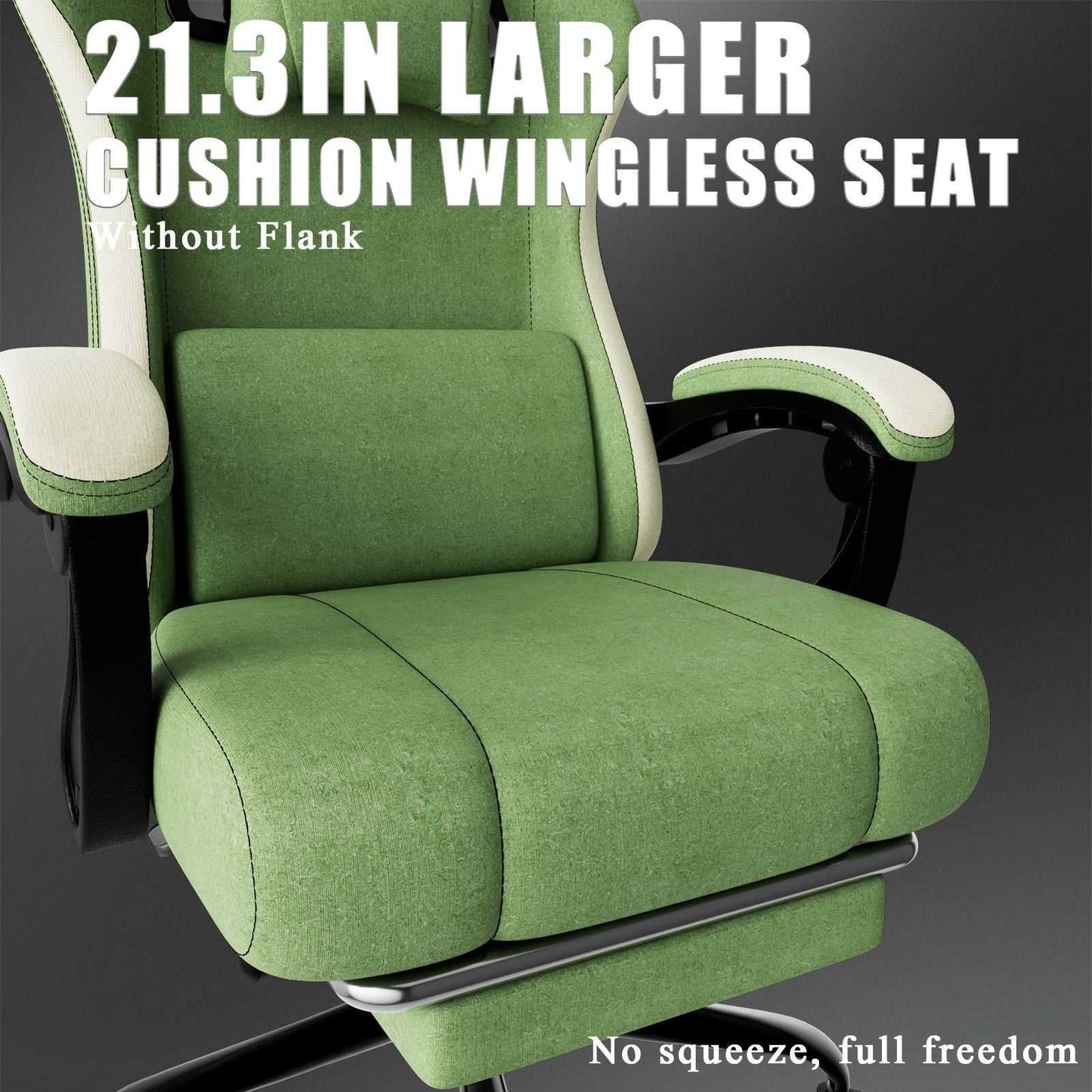 Ergonomic Gaming Chair with Pocketed Spring Cushion, Breathable Fabric Computer Chair with Footrest, Adjustable Lumbar Support Video Game Chair for Adults (Fabric) - luxuryhomedecoridea.com