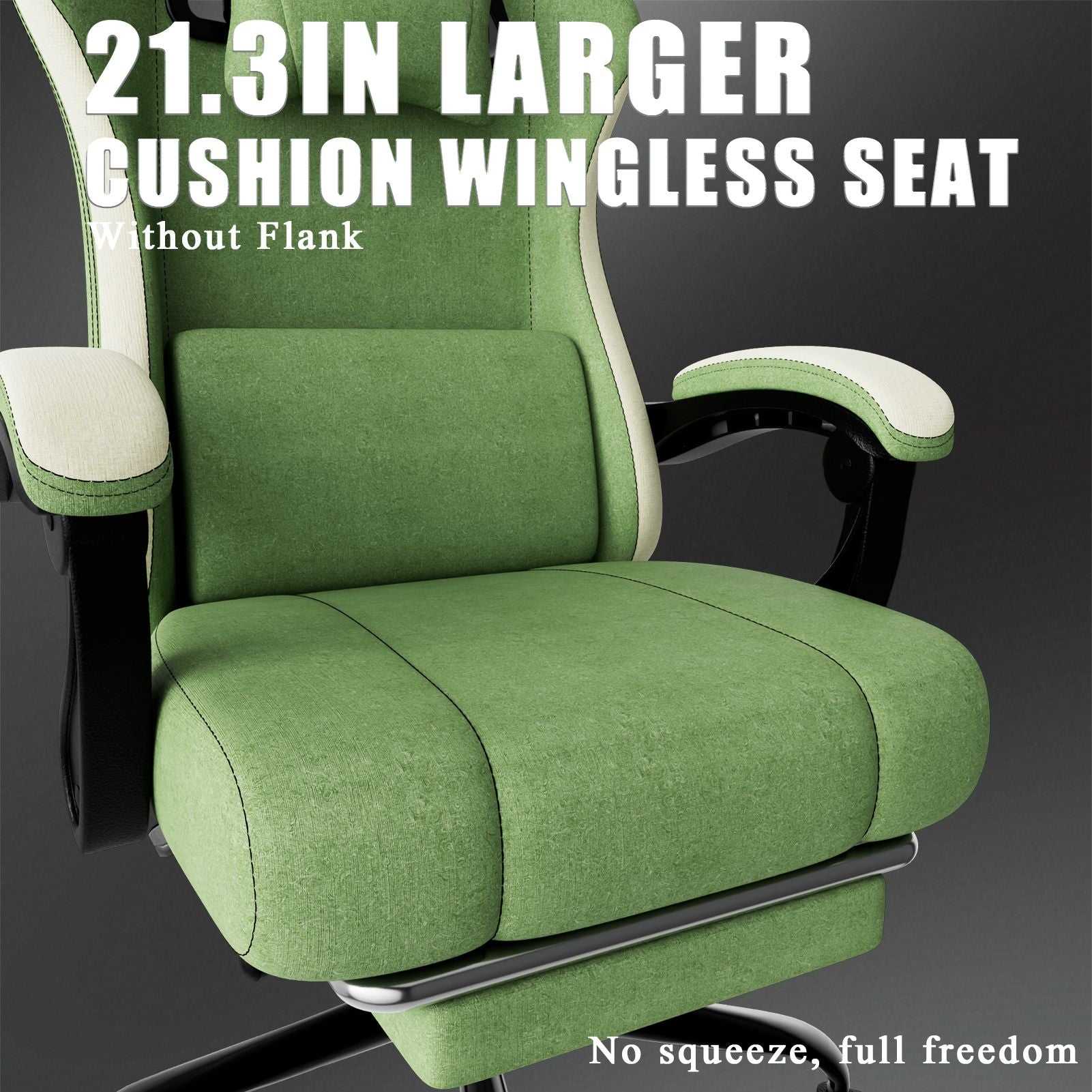 Ergonomic Gaming Chair with Pocketed Spring Cushion, Breathable Fabric Computer Chair with Footrest, Adjustable Lumbar Support Video Game Chair for Adults (Fabric) - luxuryhomedecoridea.com