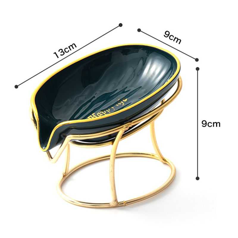 Luxury Soap Case Leaf Shape Iron Art Holder Bathroom Drain Soap Storage Dish Container Non-slip Draining Tray Bath Organizer - luxuryhomedecoridea.com