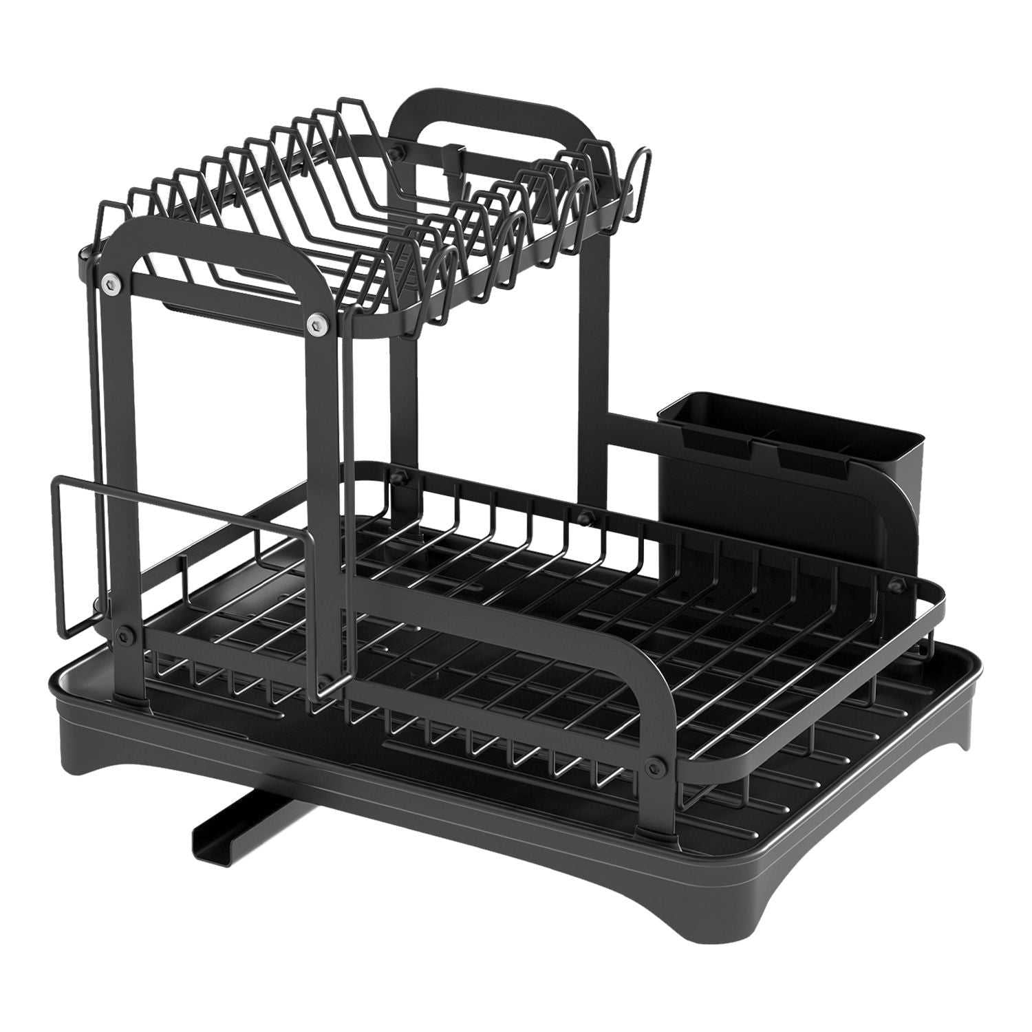 2-Tier Dish Drying Rack for Kitchen Counter Space Saving Rustproof Dish Rack with Drainboard Detachable Kitchen Drainer Organizer Set - luxuryhomedecoridea.com