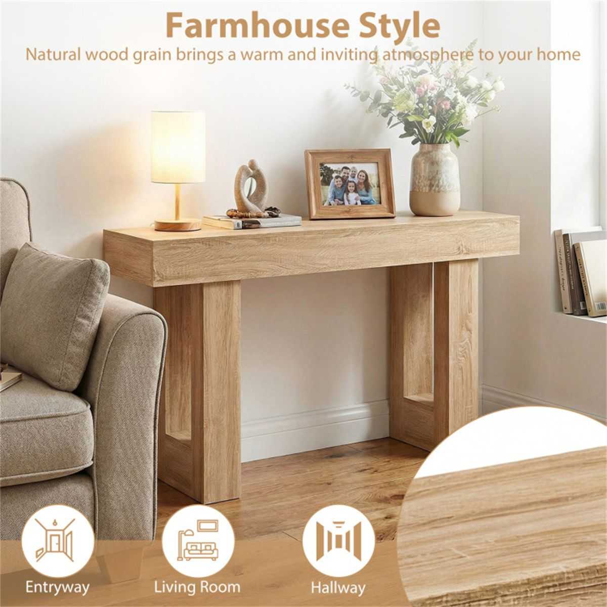 63" Farmhouse Console Table, Narrow Entryway Table with Spacious Bottom Storage - luxuryhomedecoridea.com