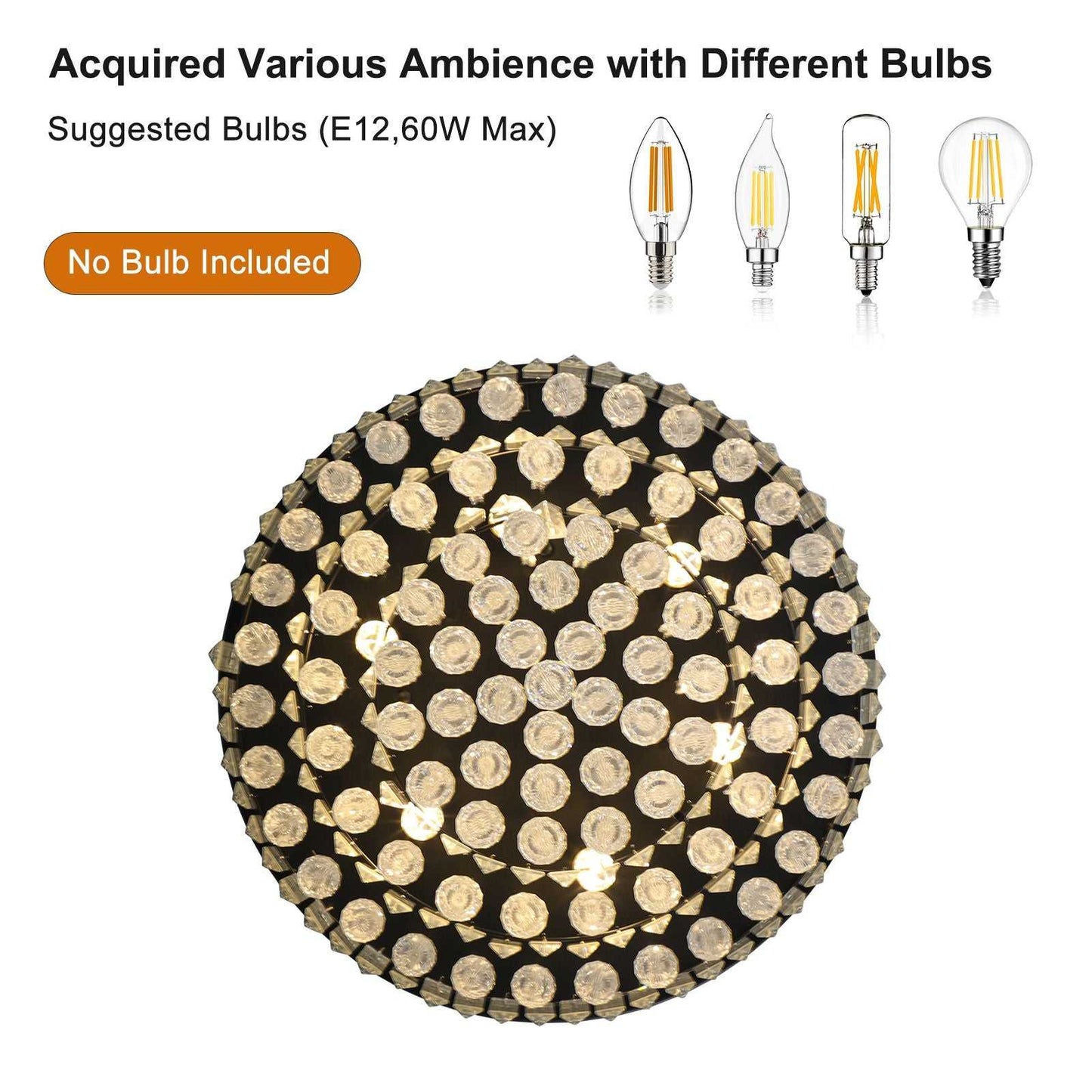 20" Luxury Crystal Flush Mount Ceiling Light with Black Finish – Elegant 6-Light Chandelier for Living Room, Dining Room, or Bedroom (Bulb Not Included) - luxuryhomedecoridea.com