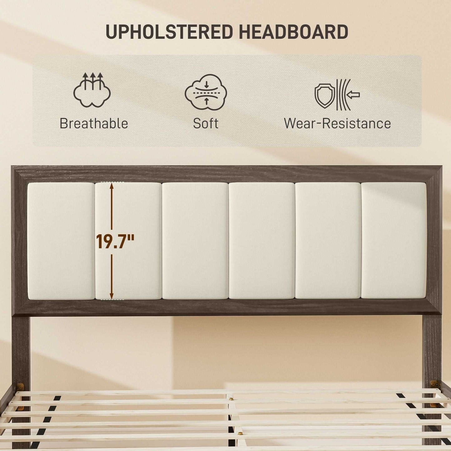 Full Bed Frame with Headboard Full Size Platform Bed Frame with Wooden Slats No Box Spring Needed Easy Assembly Walnut - luxuryhomedecoridea.com