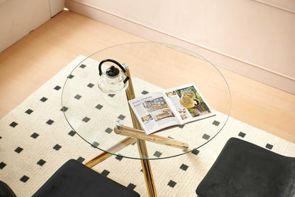 42.1" Table Mid-century Dining Table for 4-6 people With Round Mdf Table Top, Pedestal Dining Table, End Table Leisure Coffee Table,cross leg - luxuryhomedecoridea.com