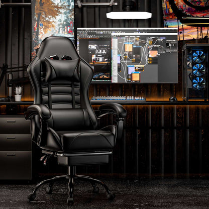 Ergonomic Gaming Chair for Adults, Comfortable Computer Chair for Heavy People, Adjustable Height Office Desk Chair with Wheels, Breathable Leather Video Game Chairs - luxuryhomedecoridea.com