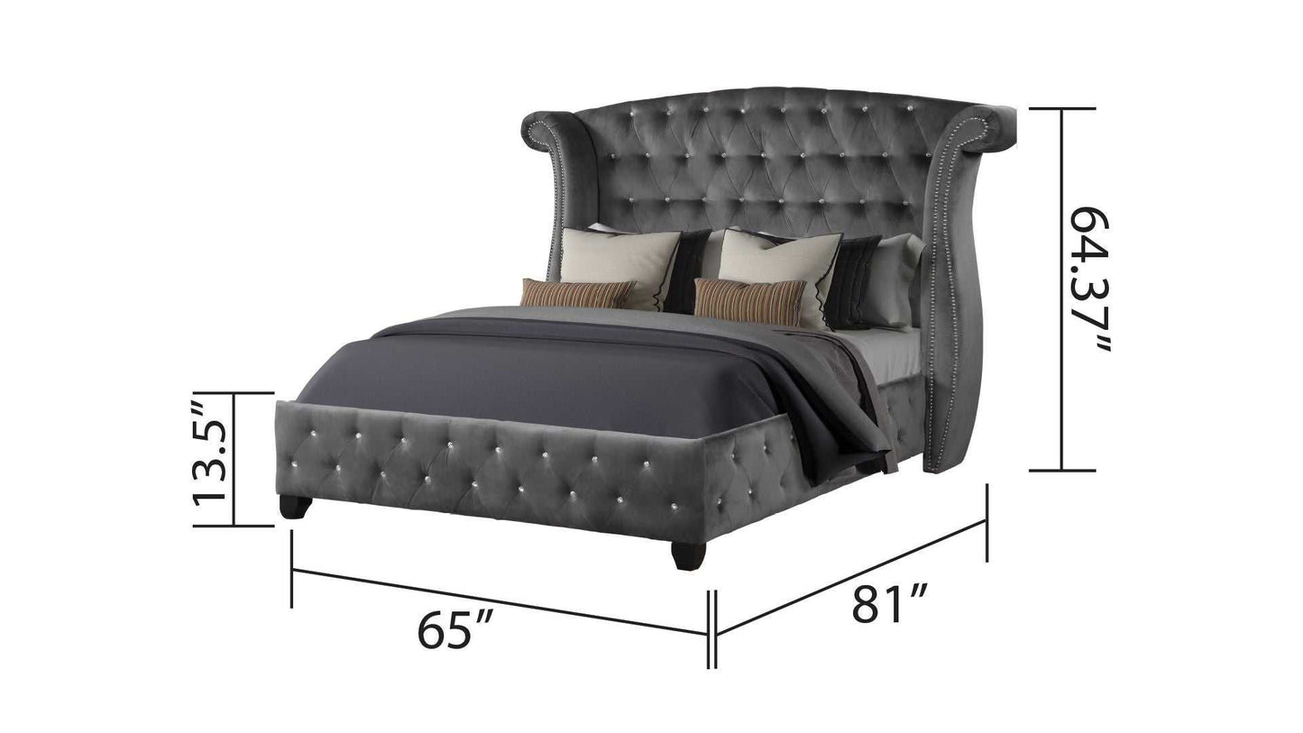 Sophia Queen Bed 4 Piece Gray - luxuryhomedecoridea.com
