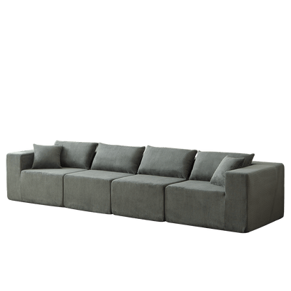 104-Inch Corduroy Modular L Shaped Sectional Sofa,Luxury Floor Couch Set,Upholstered Indoor Furniture,Foam-Filled Compressed Sofa for Living Room,Bedroom,4 PC Free Combination - luxuryhomedecoridea.com