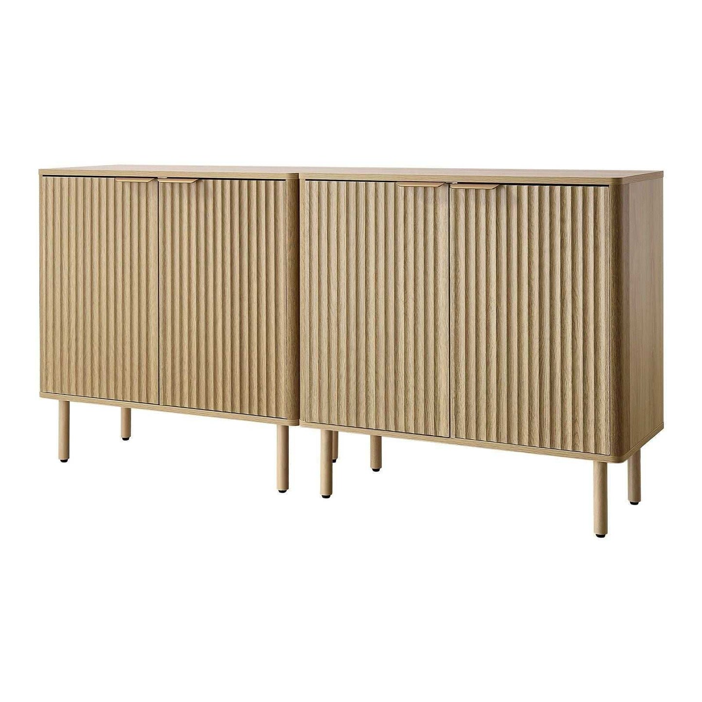 Coffee Bar Cabinet, Mid Century Fluted Coffee Bar Table with 2-Tier Storage, Buffet Stand Cabinet with 4 Barn Doors, Sideboard Buffet Station for Living Room, Entryway, 31.5x14.7x31.5 in(Single) - luxuryhomedecoridea.com