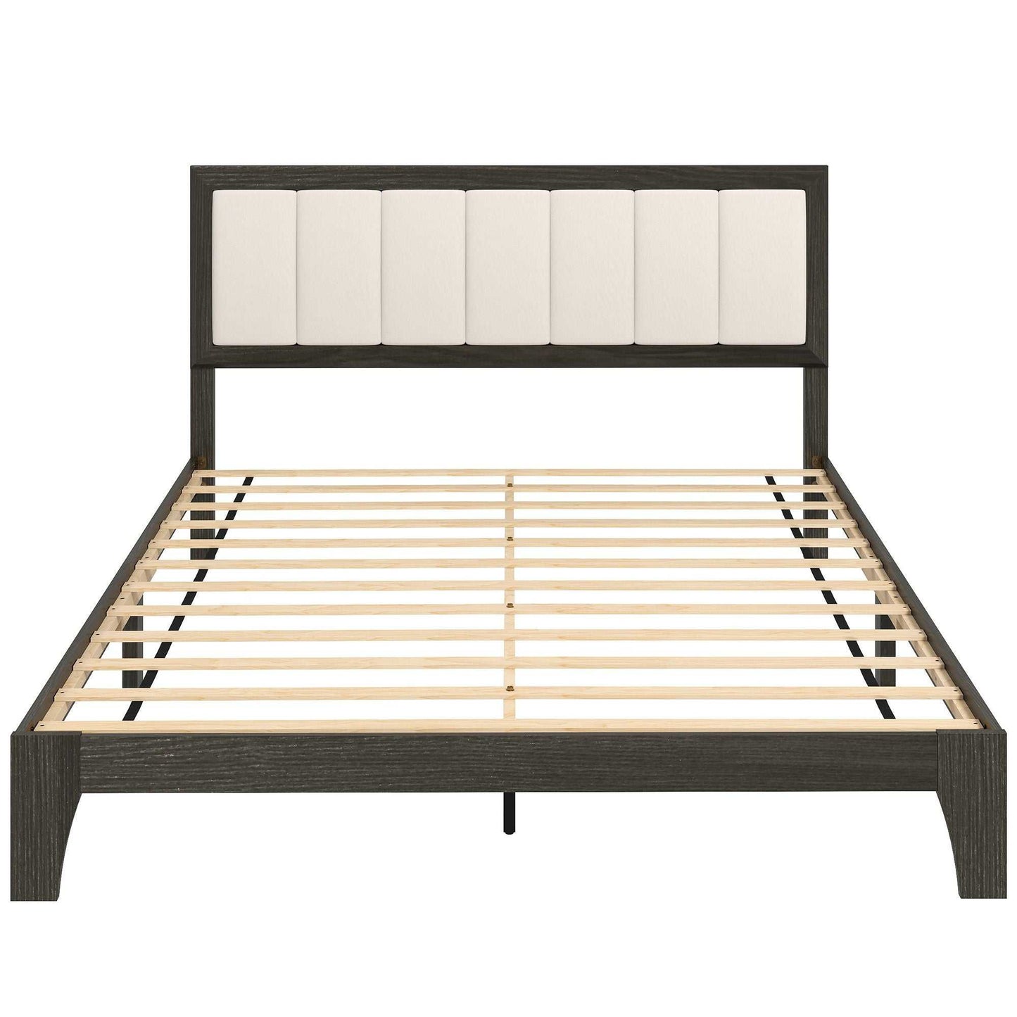 Queen Size Bed Frame with Headboard Queen Platform Bed Frame with Wooden Slats No Box Spring Needed Easy Assembly Walnut - luxuryhomedecoridea.com