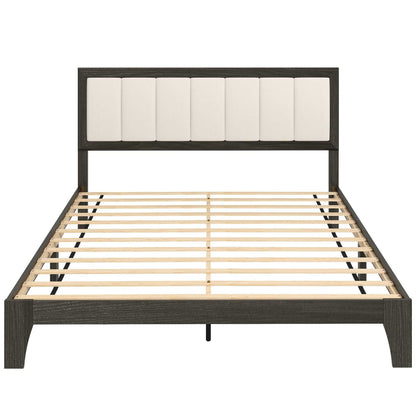 Queen Size Bed Frame with Headboard Queen Platform Bed Frame with Wooden Slats No Box Spring Needed Easy Assembly Walnut - luxuryhomedecoridea.com