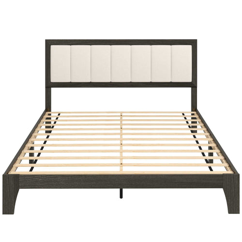 Queen Size Bed Frame with Headboard Queen Platform Bed Frame with Wooden Slats No Box Spring Needed Easy Assembly Walnut - luxuryhomedecoridea.com