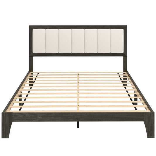 Queen Size Bed Frame with Headboard Queen Platform Bed Frame with Wooden Slats No Box Spring Needed Easy Assembly Walnut - luxuryhomedecoridea.com